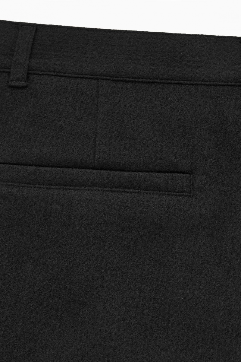 Pantalones Chinos COS Tapered Lana Hombre Negras España Rebajas 684BMZTFR