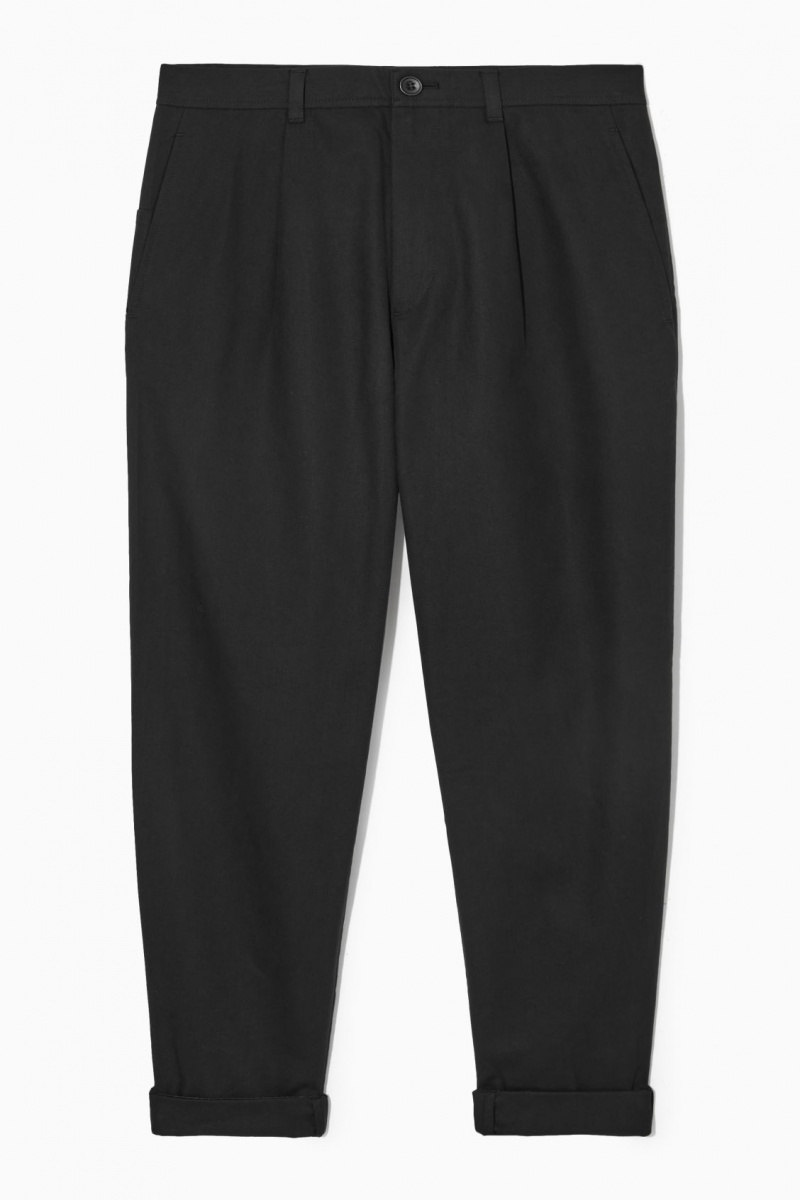 Pantalones Chinos COS Tapered Plisado Twill Hombre Negras España Rebajas 726CQEVYA