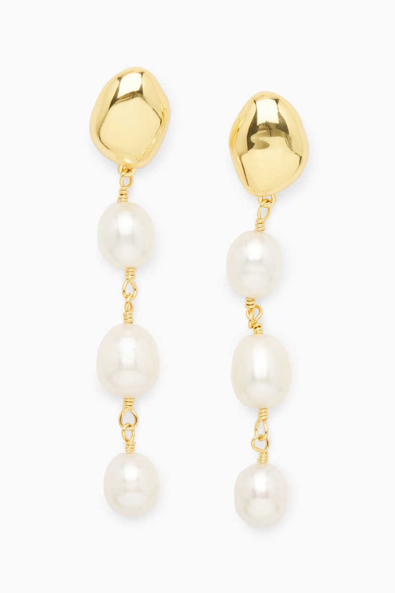 Pendientes COS Freshwater Pearl Dangly Mujer Doradas España Rebajas 510GEXPFB