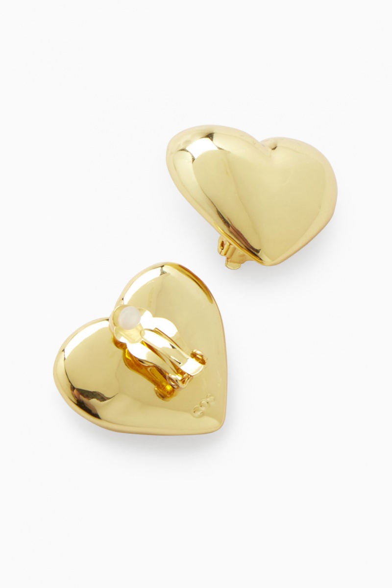 Pendientes COS Heart Clip-On Mujer Doradas España Rebajas 175UNHMCA