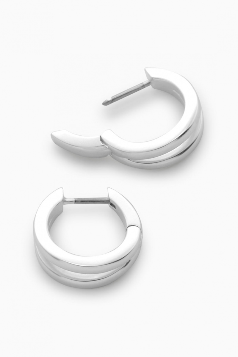 Pendientes COS Layered Double Hoop Hombre Plateadas España Rebajas 864XHZUYI