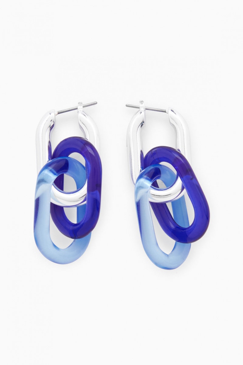 Pendientes COS Link Drop Mujer Plateadas Azules España Rebajas 528MZKXRY