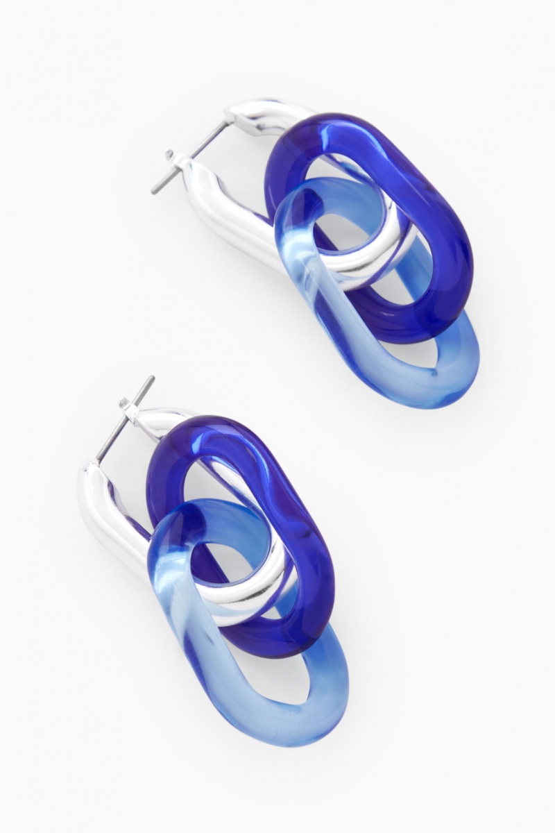 Pendientes COS Link Drop Mujer Plateadas Azules España Rebajas 528MZKXRY