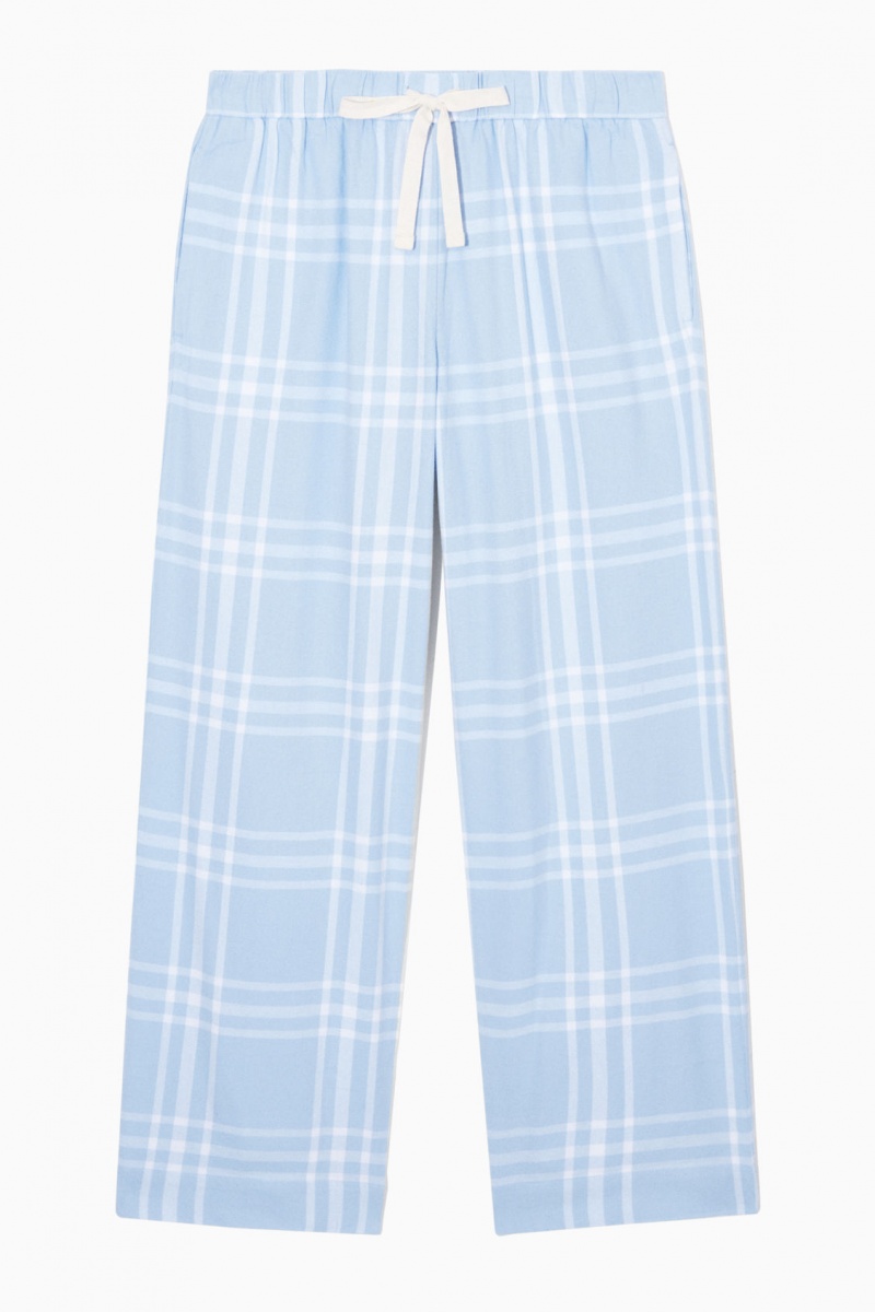 Pijama COS Checked Flannel Pajama Set Mujer Azules Claro Blancas España Rebajas 062DVWNRL