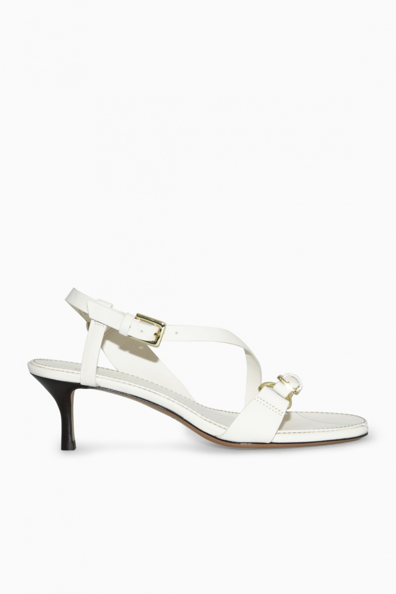 Sandalias COS Buckled Tiras Tacón Mujer Blancas España Rebajas 463KUGQWH