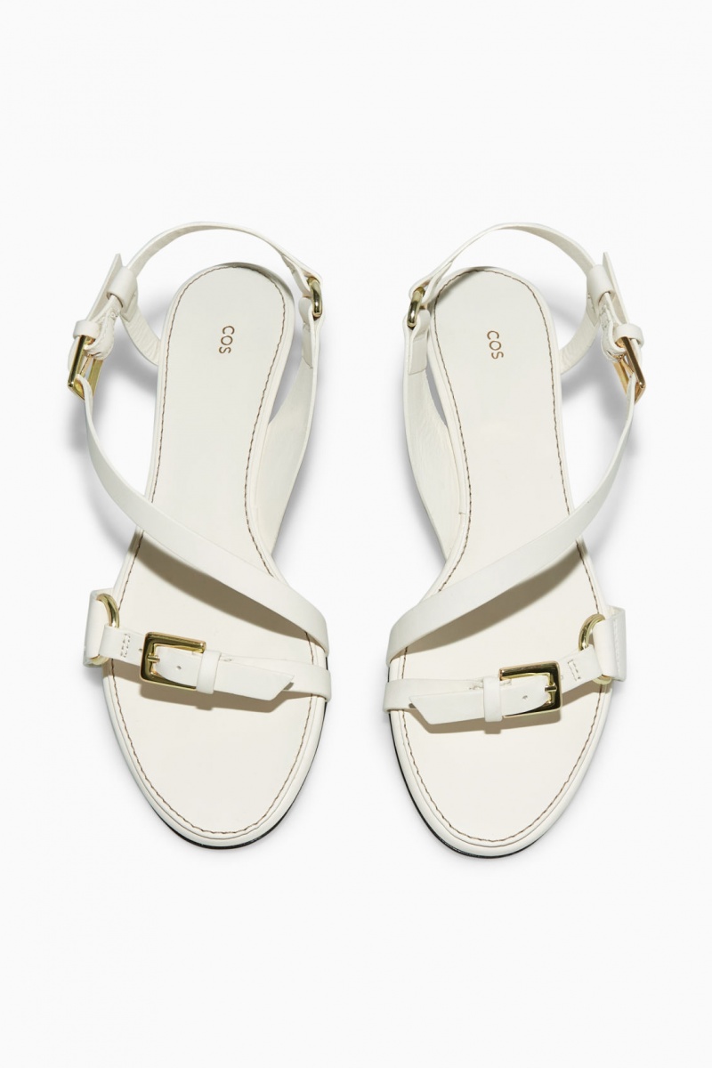 Sandalias COS Buckled Tiras Tacón Mujer Blancas España Rebajas 463KUGQWH