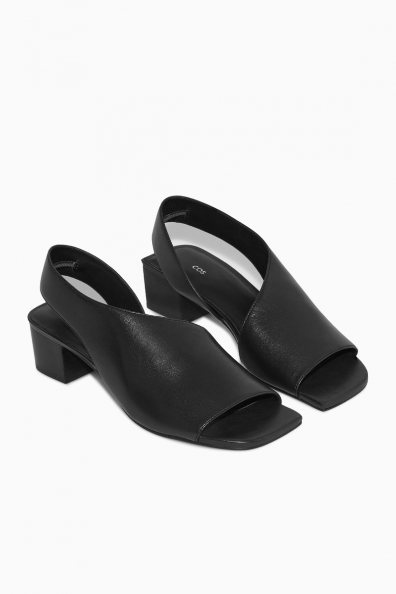 Sandalias COS Cuero Destalonadas Block-Heel Mujer Negras España Rebajas 729JNTIFM