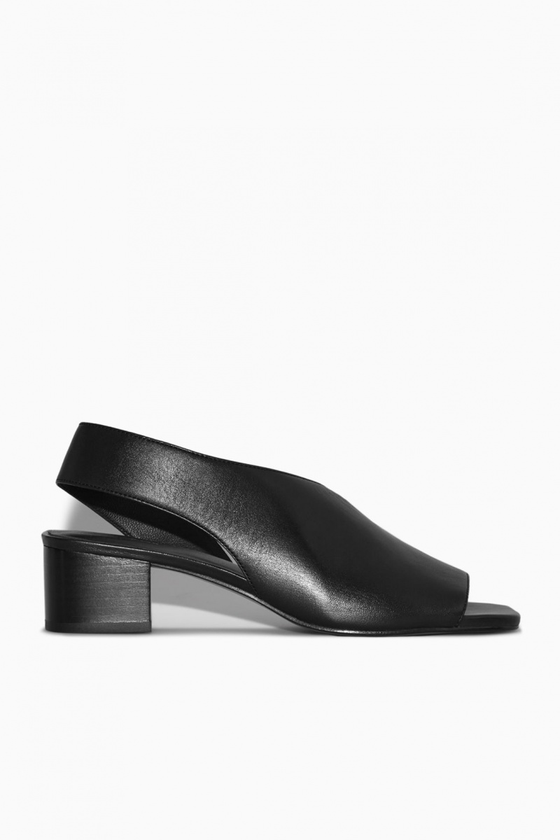 Sandalias COS Cuero Destalonadas Block-Heel Mujer Negras España Rebajas 639FPHXAE