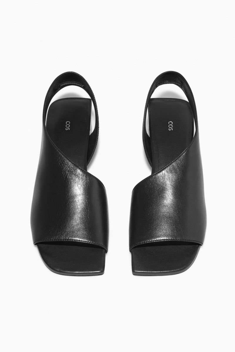 Sandalias COS Cuero Destalonadas Block-Heel Mujer Negras España Rebajas 639FPHXAE