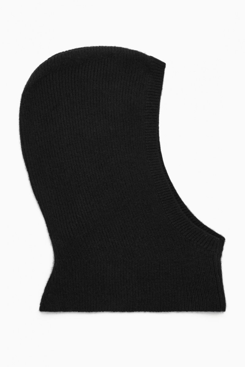 Sombreros COS Acanalado Lana-Cashmere Balaclava Mujer Negras España Rebajas 235BOEUCM