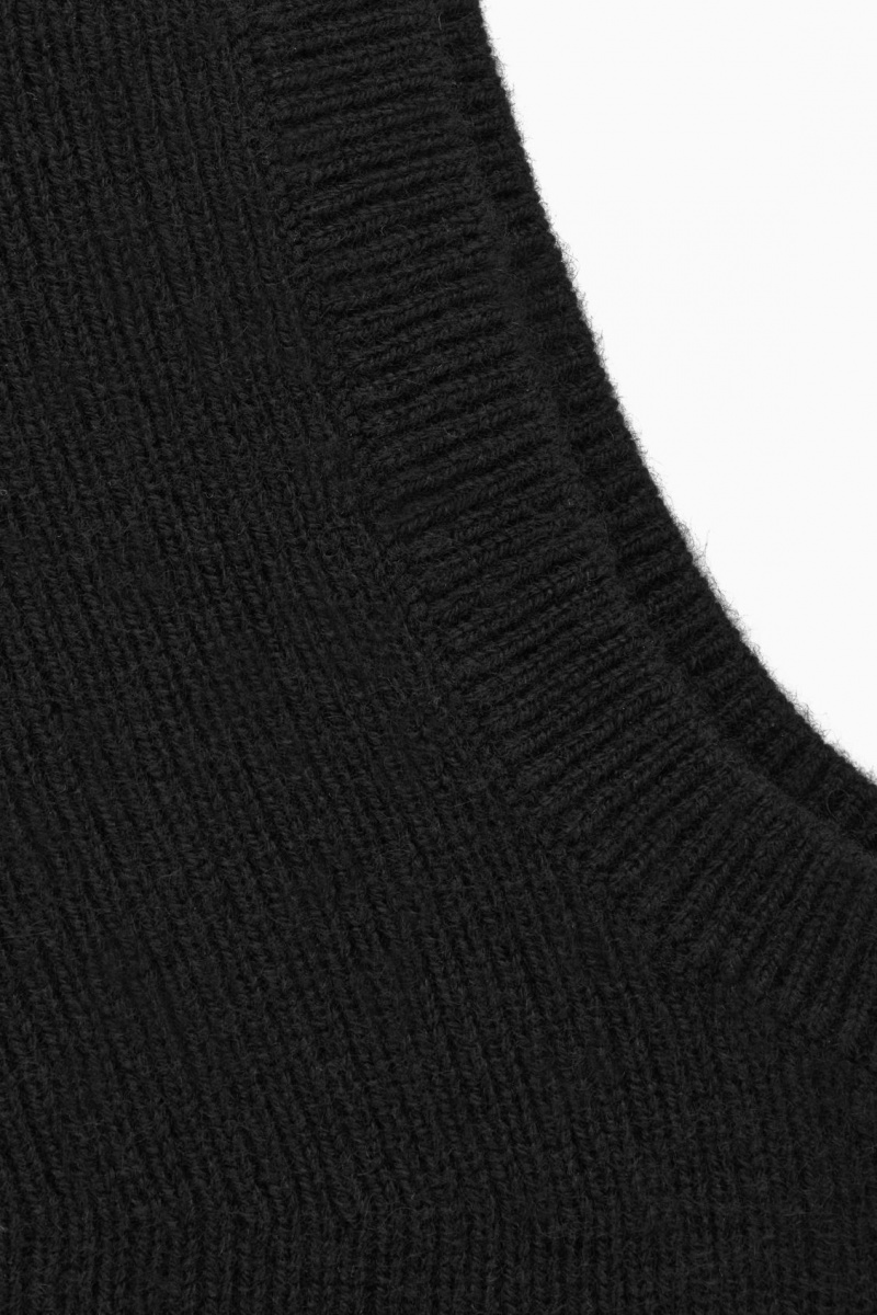 Sombreros COS Acanalado Lana-Cashmere Balaclava Mujer Negras España Rebajas 842RMDOFY