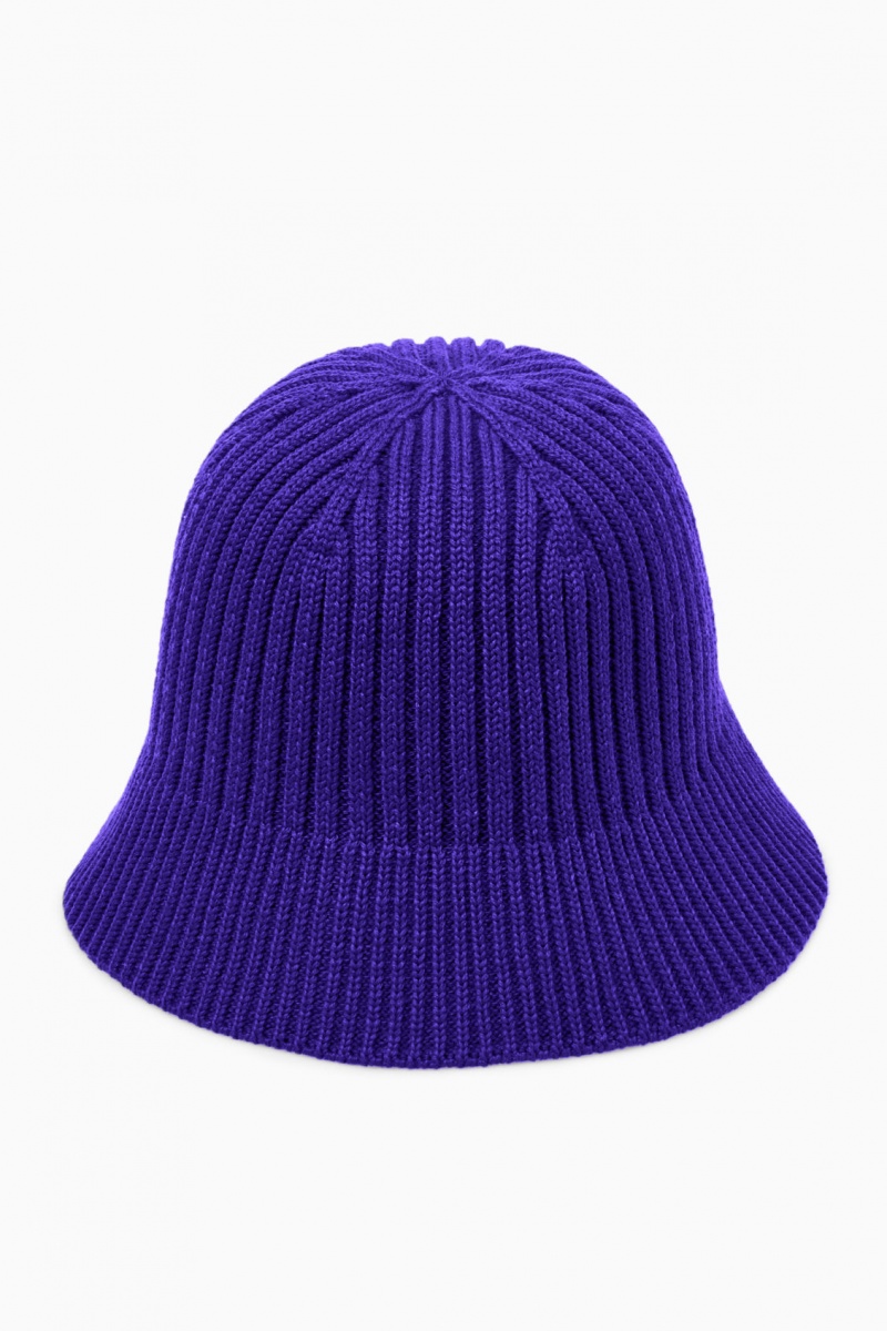 Sombreros COS Acanalado Merino Lana Bucket Mujer Azules España Rebajas 209IGKXCH