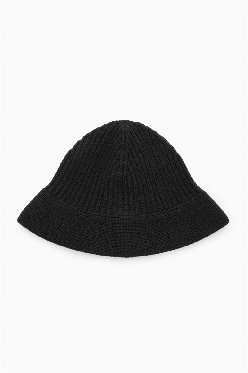 Sombreros COS De Punto Merino Lana Bucket Hombre Negras España Rebajas 158QRDLCK