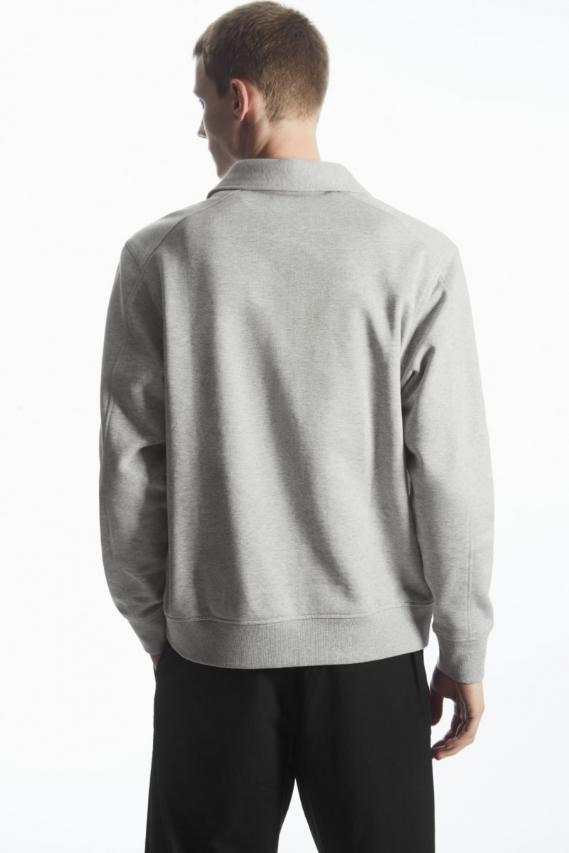 Sudadera COS Collared Half-Zip Hombre Gris España Rebajas 895VWIYUE