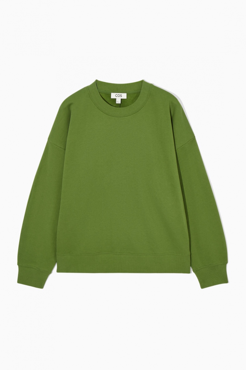 Sudadera COS Oversized Fleece-Back Mujer Verde España Rebajas 962DNVAIR