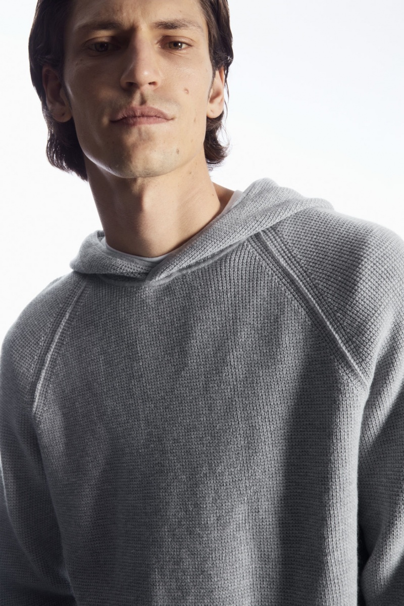 Sudadera con Capucha COS Waffle-Knit Cashmere-Blend Hombre Gris España Rebajas 970NPUQRL