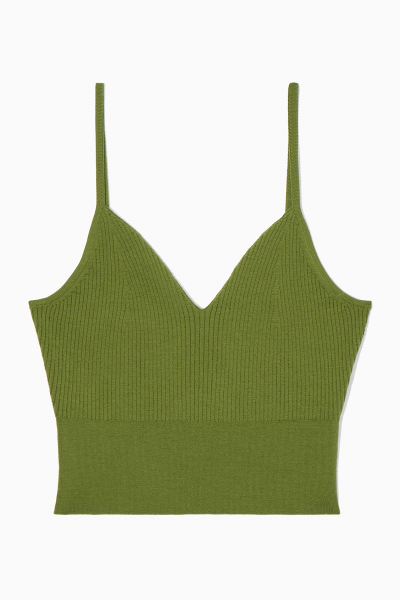 Sujetadores COS Acanalado-Knit Merino Lana Bralette Mujer Verde Oscuro España Rebajas 172BKLRDP