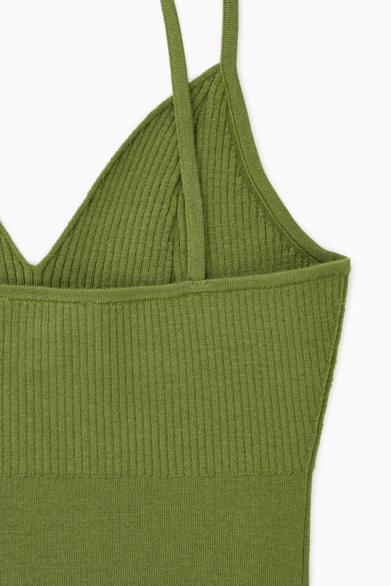 Sujetadores COS Acanalado-Knit Merino Lana Bralette Mujer Verde Oscuro España Rebajas 172BKLRDP