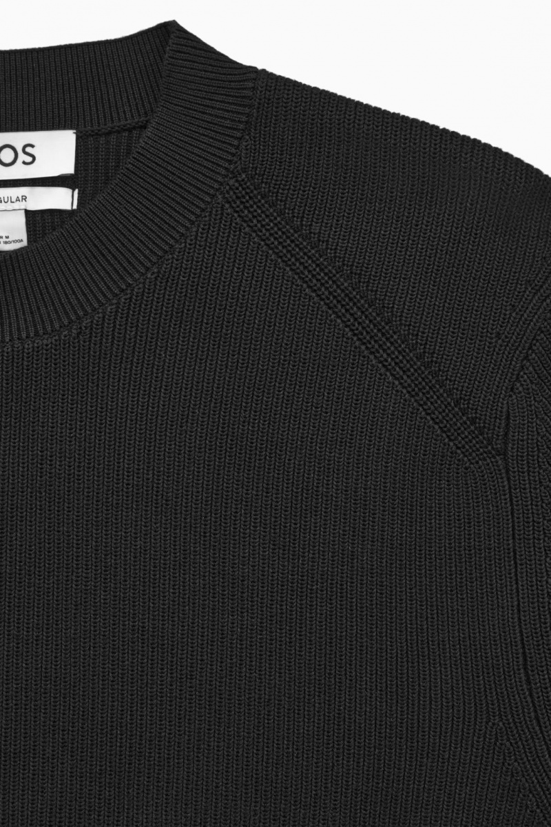 Suéteres COS Acanalado-Knit Hombre Negras España Rebajas 849TSYCBF