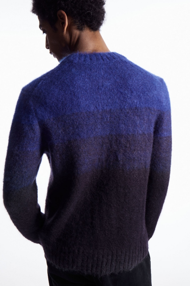 Suéteres COS Colour-Block Mohair-Blend Hombre Azules Claro Azul Marino España Rebajas 709SRFXKV