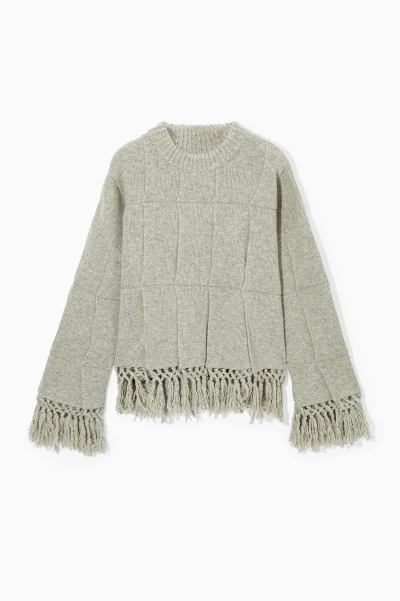 Suéteres COS Fringed Paneled Lana Mujer Gris Claro España Rebajas 923XHLAQO