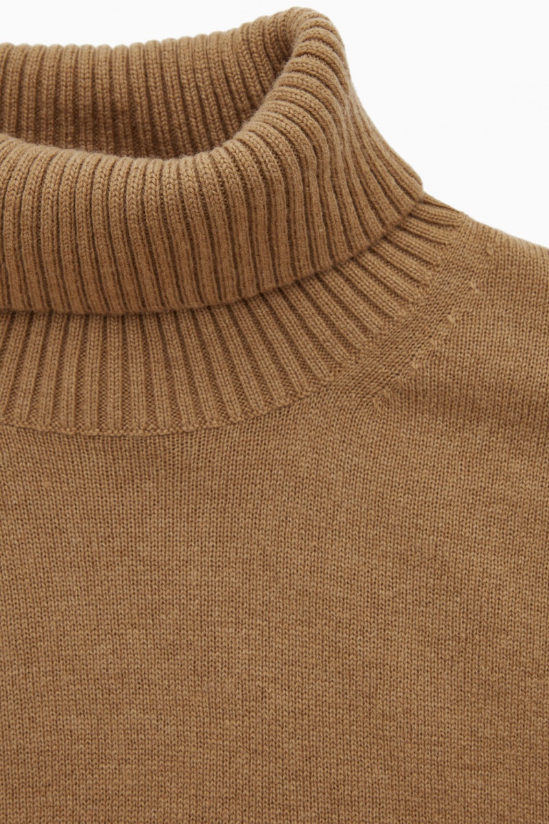 Suéteres COS Lana-Cashmere Turtleneck Hombre Beige Oscuro España Rebajas 689GFLCNM