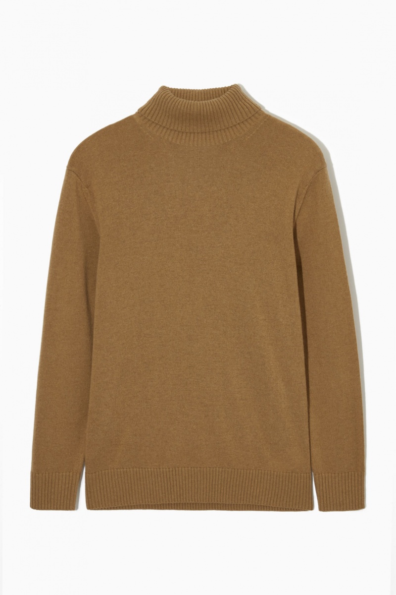 Suéteres COS Lana-Cashmere Turtleneck Hombre Beige Oscuro España Rebajas 689GFLCNM