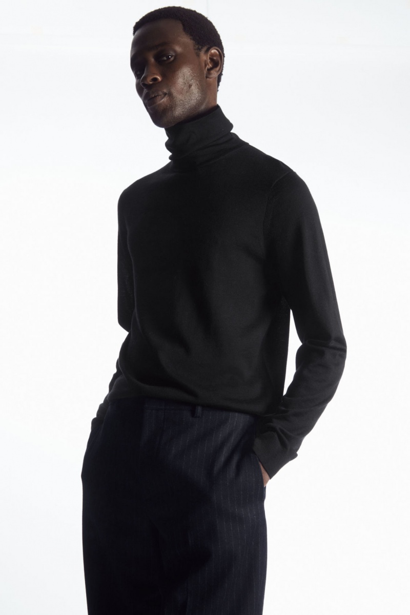 Suéteres COS Merino Lana Turtleneck Hombre Negras España Rebajas 854IGDYBF