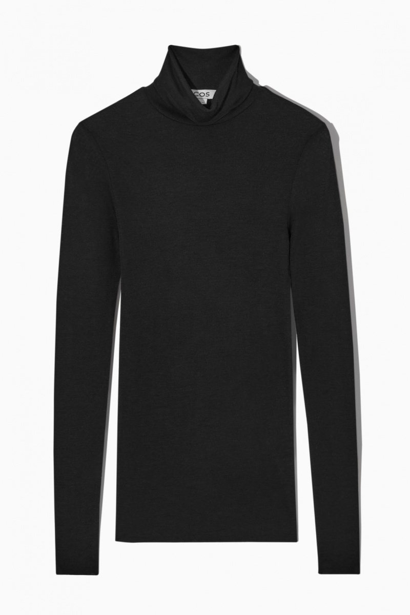 Suéteres COS Merino Lana Turtleneck Top Mujer Negras España Rebajas 612WVOPMX