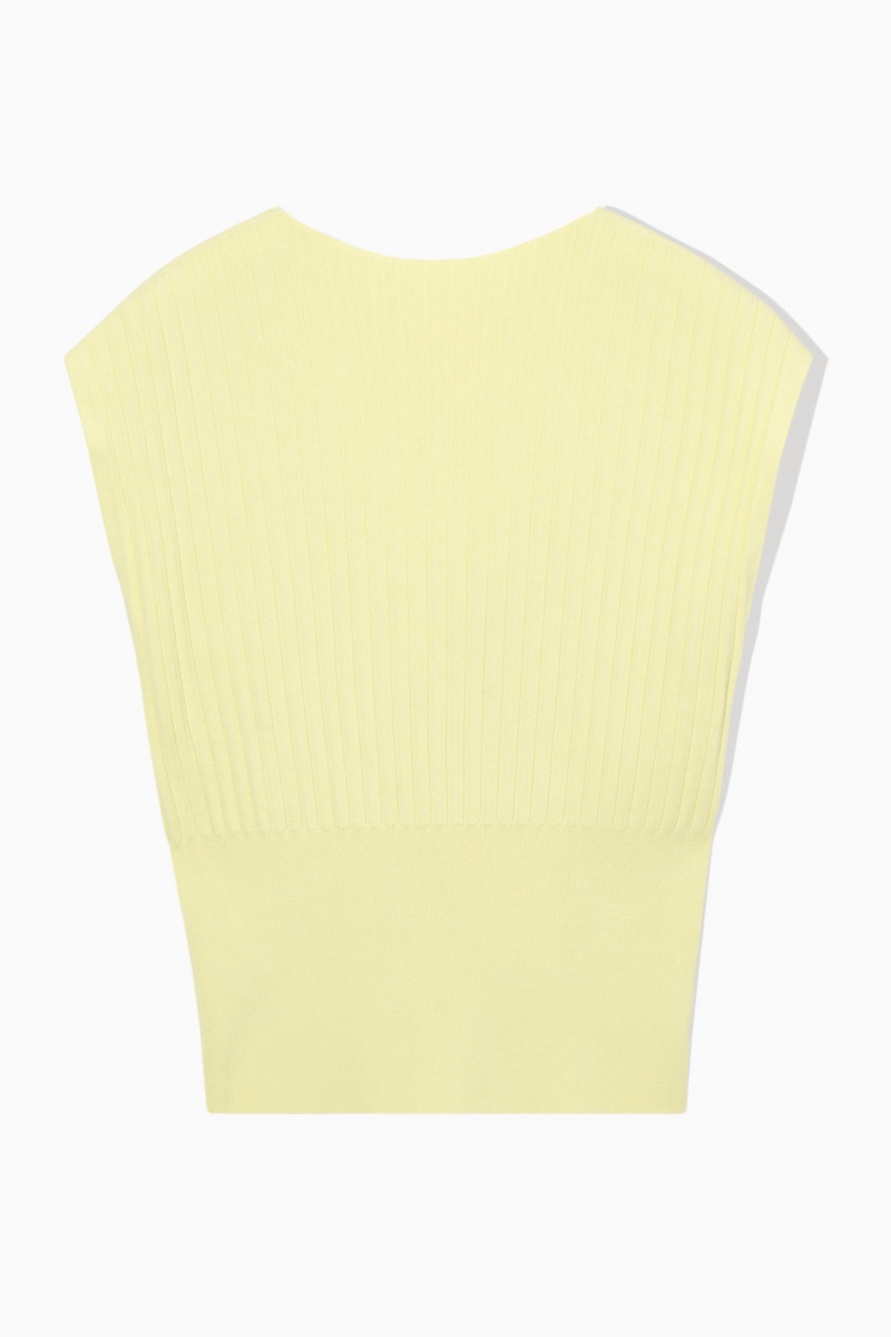 Tops COS Plisado De Punto Sin Manga Mujer Amarillo España Rebajas 174CRBDAO