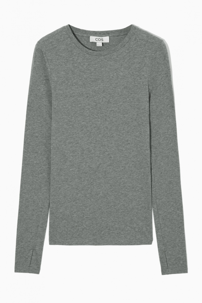 Tops COS Slim-Fit Long-Sleeve Mujer Gris Oscuro España Rebajas 431FXOSDQ