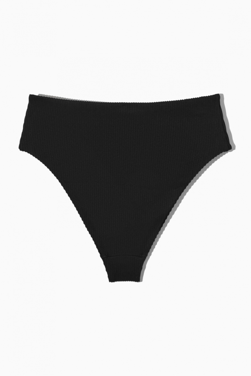 Trajes De Baño COS High-Waisted Acanalado Bikini Briefs Mujer Negras España Rebajas 917RBEIKM