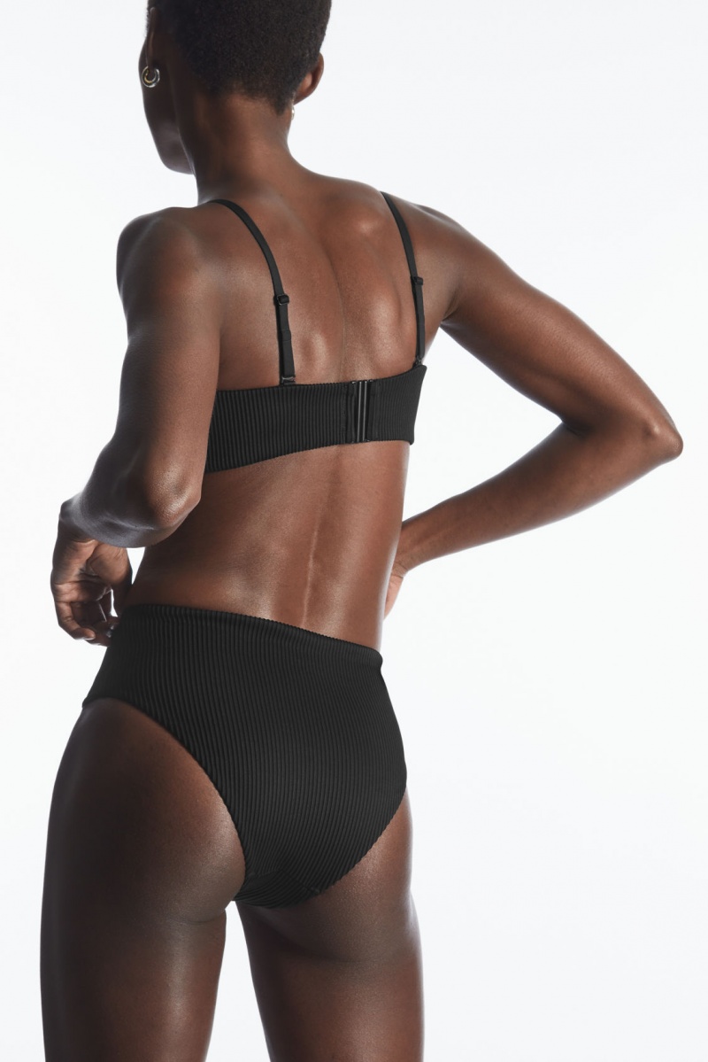 Trajes De Baño COS High-Waisted Acanalado Bikini Briefs Mujer Negras España Rebajas 916YJGNHV