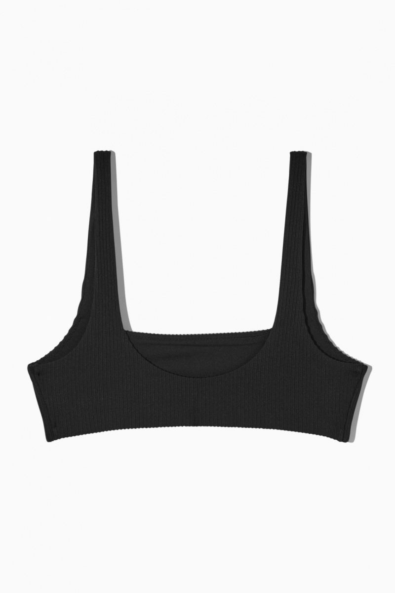 Trajes De Baño COS Square-Neck Acanalado Bikini Mujer Negras España Rebajas 495GBQPYV