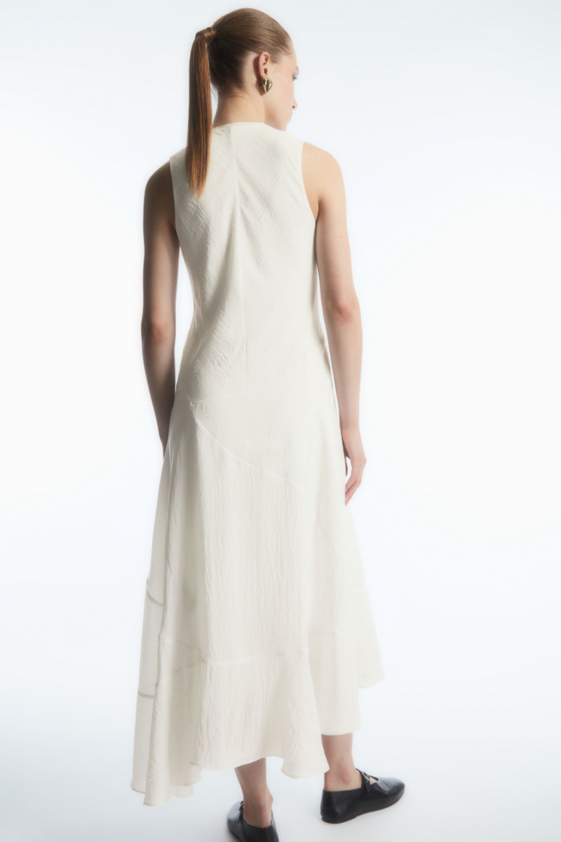 Vestido COS Floaty Asymmetric Midi Mujer Blancas España Rebajas 612QUCKZW