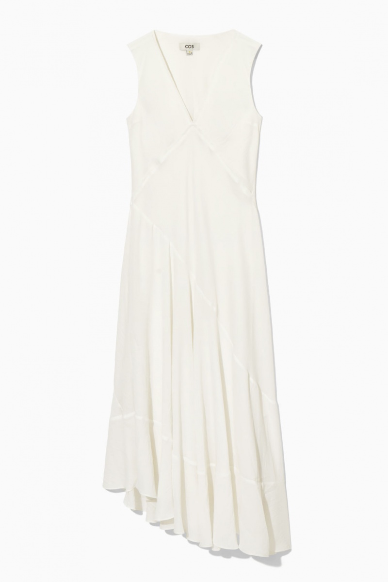 Vestido COS Floaty Asymmetric Midi Mujer Blancas España Rebajas 612QUCKZW