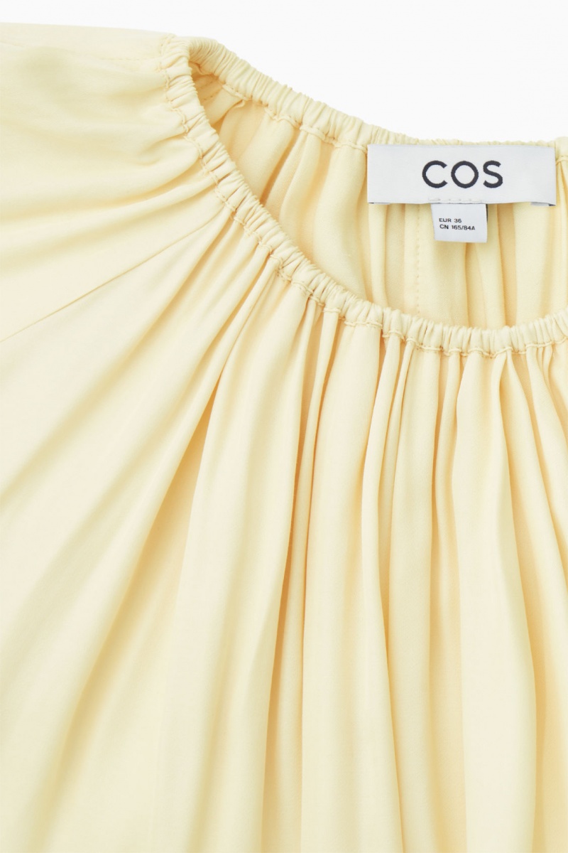 Vestido COS Floaty Gathered Midi Mujer Amarillo España Rebajas 326IVRNGL