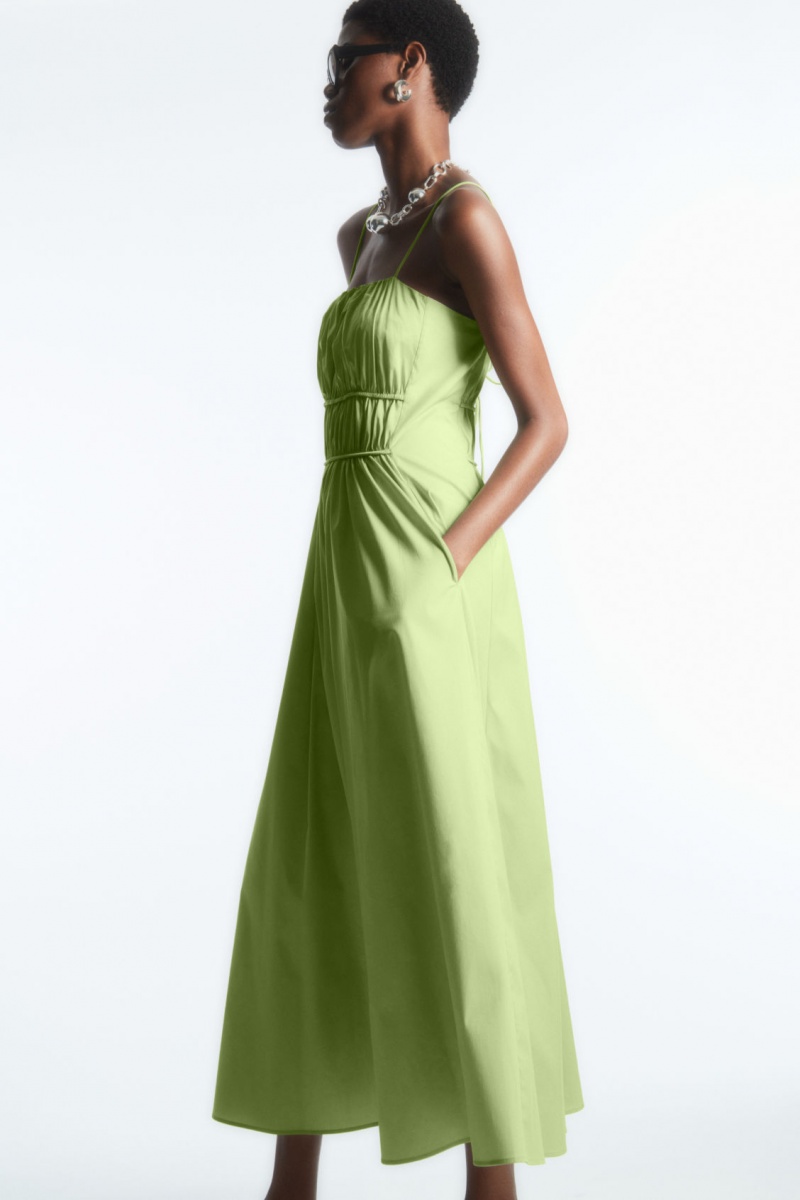 Vestido COS Gathered Bustier Midi Mujer Verde Claro España Rebajas 594OWCYLB