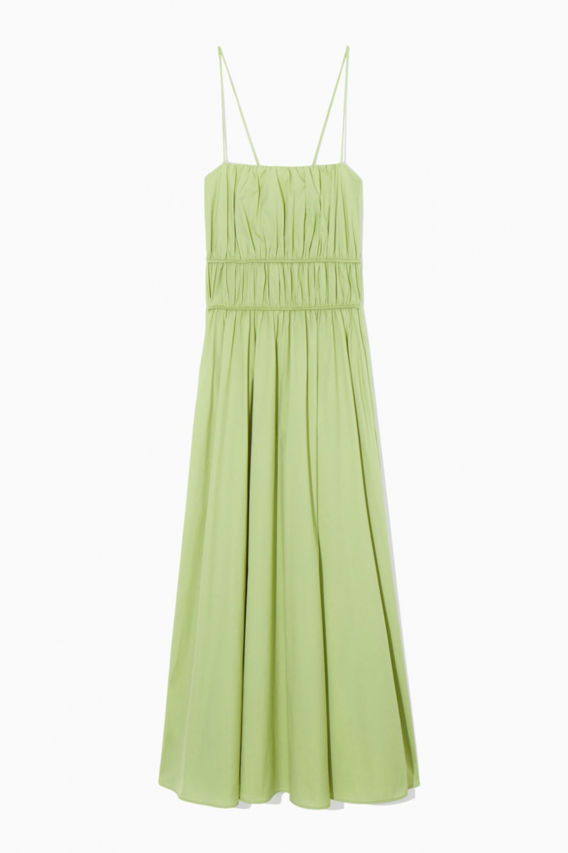 Vestido COS Gathered Bustier Midi Mujer Verde Claro España Rebajas 594OWCYLB