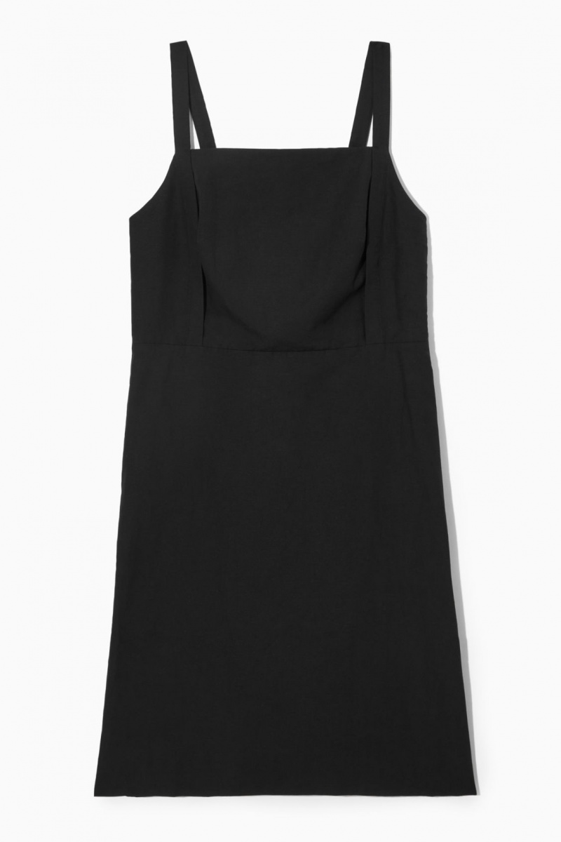 Vestido COS Open-Back Mini Pinafore Mujer Negras España Rebajas 304VYWMCX