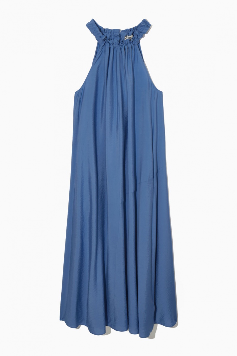 Vestido COS Oversized Gathered Maxi Mujer Azules España Rebajas 786ONGCKB