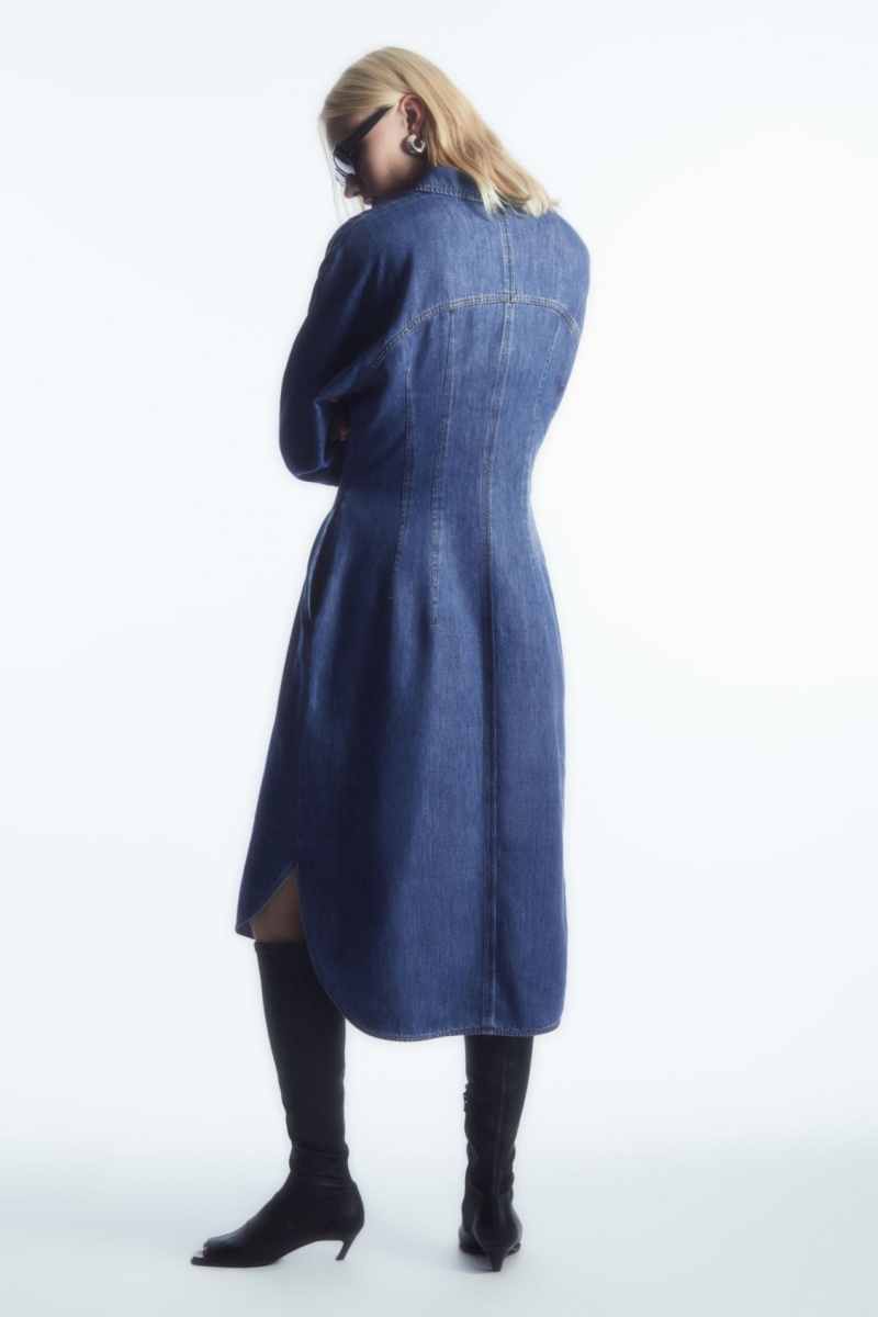 Vestido COS Oversized Waisted Denim Mujer Azules España Rebajas 761CAYMHN