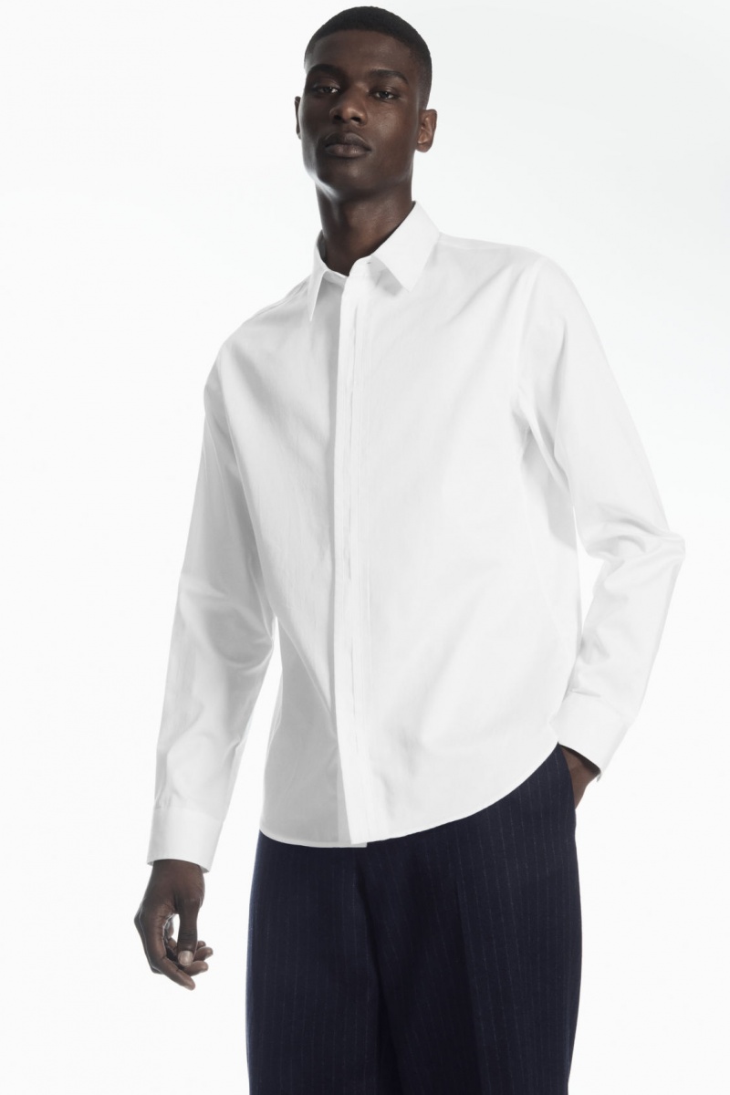 Vestido COS Plisado-Placket Hombre Blancas España Rebajas 825YMVDUA