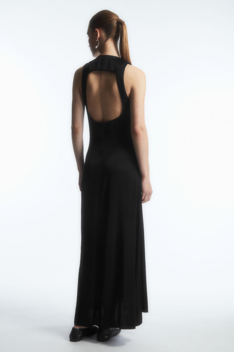 Vestido COS Plunge Open-Back Maxi Mujer Negras España Rebajas 143BFQTDY