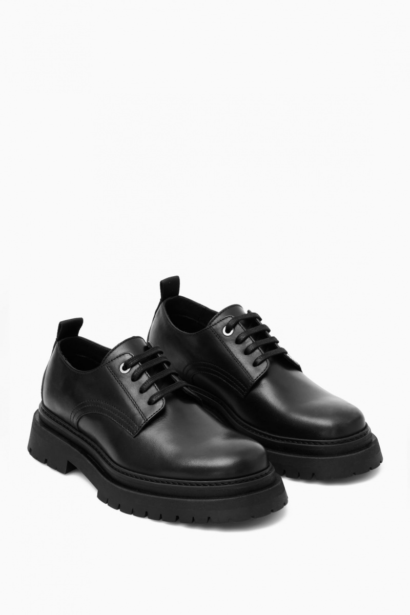 Zapatos Derby COS Fornido Cuero Hombre Negras España Rebajas 819YTHSLB